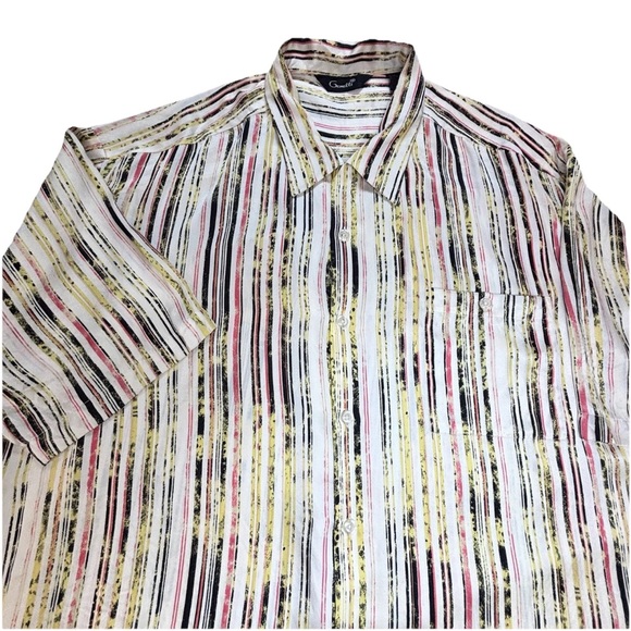 Vintage Genelli Silk Shirt Men’s Xxl Striped - Picture 1 of 8
